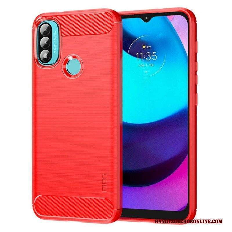 Cover Moto E40 / E30 / E20 Fibra Di Carbonio Spazzolata Mofi