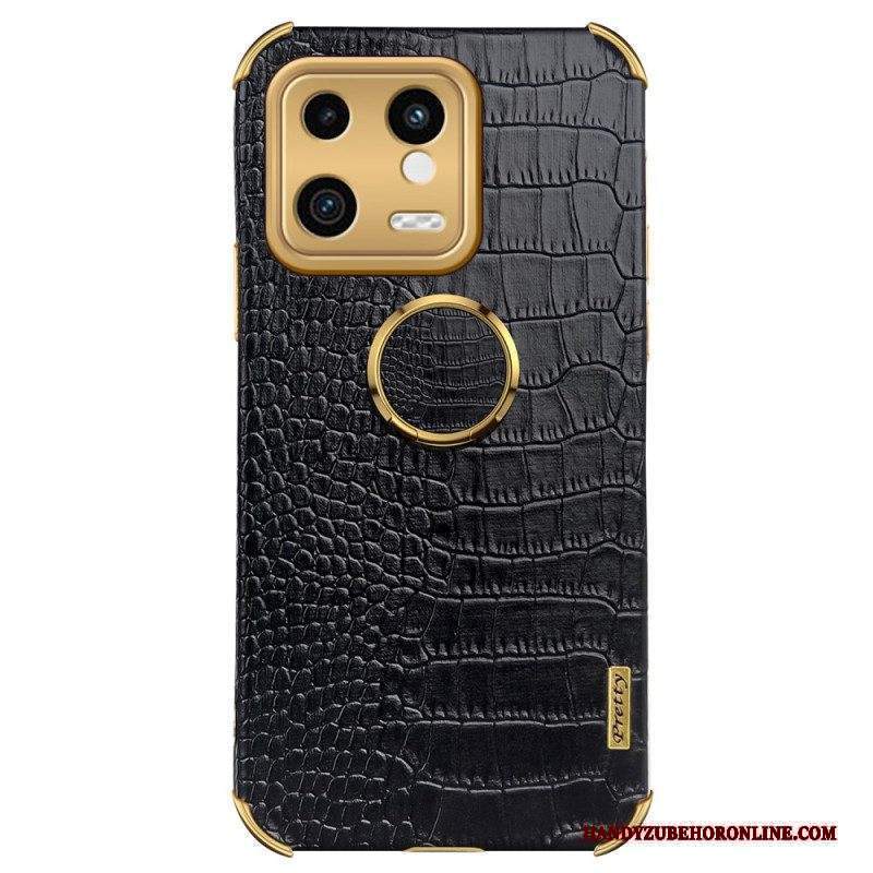 Cover Xiaomi 13 Effetto Coccodrillo Con Anello