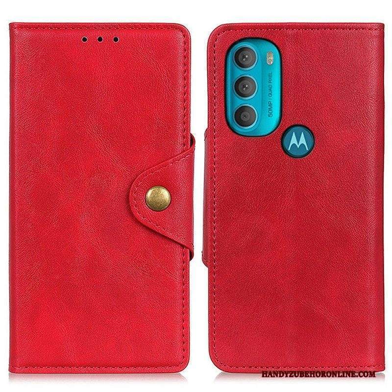 Custodia A Portafoglio Moto G71 5G Ecopelle Vintage E Bottone