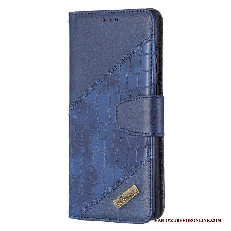 Custodia A Portafoglio Samsung Galaxy S22 Ultra 5G Classico Effetto Pelle Di Coccodrillo