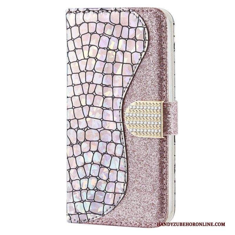 Custodia A Portafoglio Samsung Galaxy S23 Ultra 5G Diamanti Coccodrillo