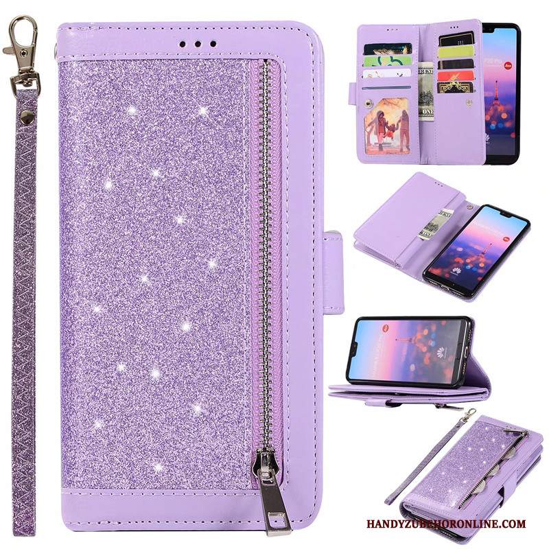 Custodia Honor 20 Pro Pelle Cerniera Giuntura, Cover Honor 20 Pro Portafoglio Telefono Borse Carta
