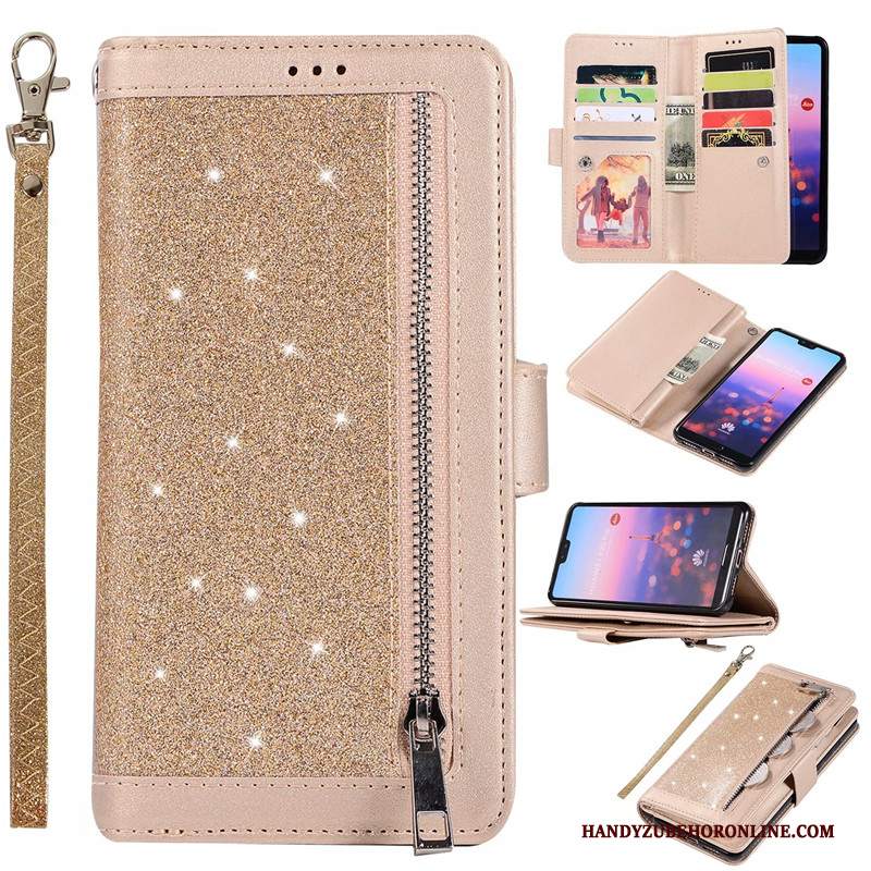 Custodia Honor 20 Pro Pelle Cerniera Giuntura, Cover Honor 20 Pro Portafoglio Telefono Borse Carta