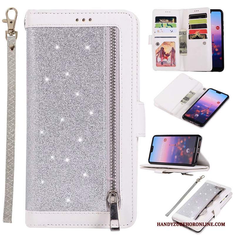 Custodia Honor 20 Pro Pelle Cerniera Giuntura, Cover Honor 20 Pro Portafoglio Telefono Borse Carta