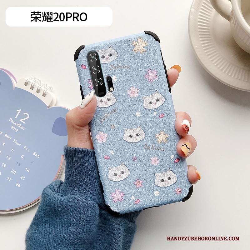 Custodia Honor 20 Pro Protezione Net Red Anti-caduta, Cover Honor 20 Pro Pelle Fresco Modello