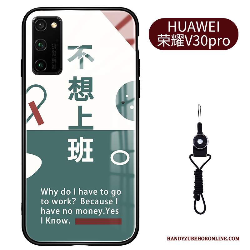 Custodia Honor View30 Pro Creativo Telefono Net Red, Cover Honor View30 Pro Protezione Verde Vetro