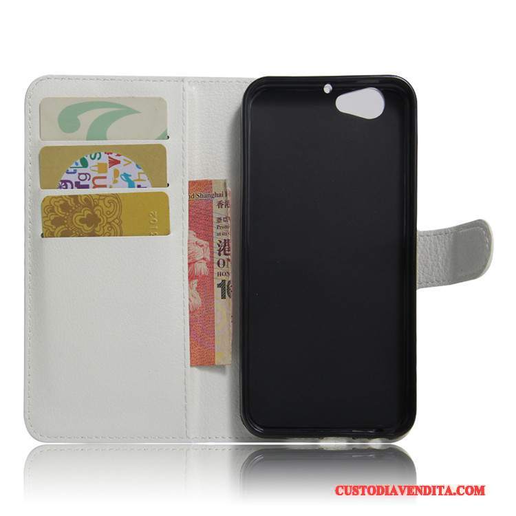 Custodia Htc One A9s Portafoglio Porpora Carta, Cover Htc One A9s Pelle