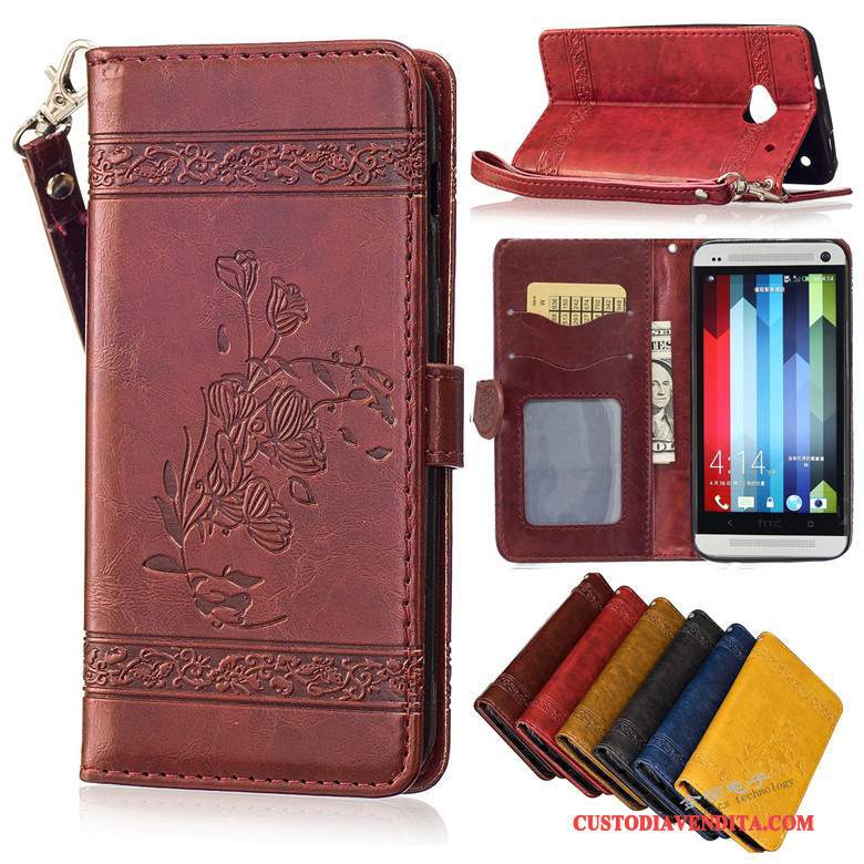 Custodia Htc One M7 Pelle Giallotelefono, Cover Htc One M7 Silicone
