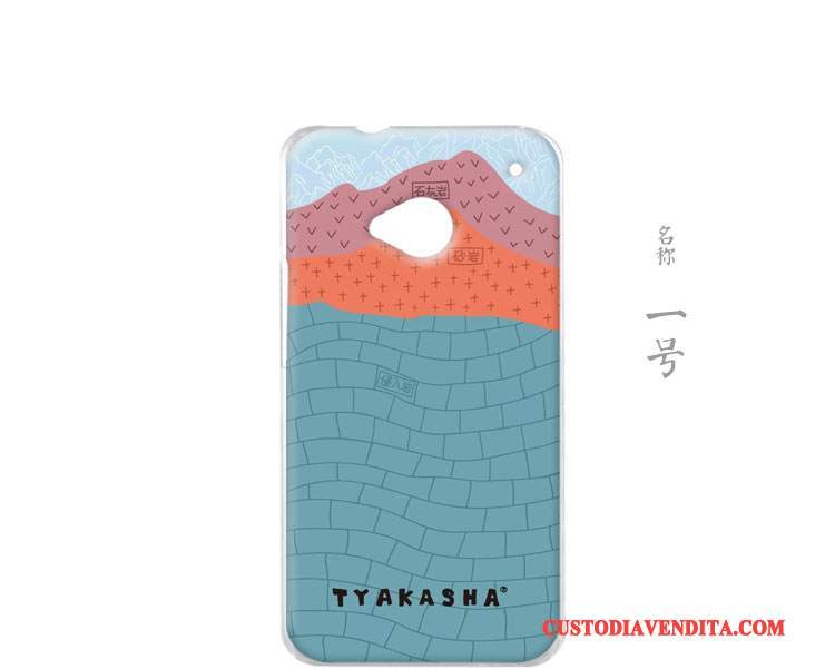 Custodia Htc One M7 Protezione Fresco Arte, Cover Htc One M7 Piccola Blu