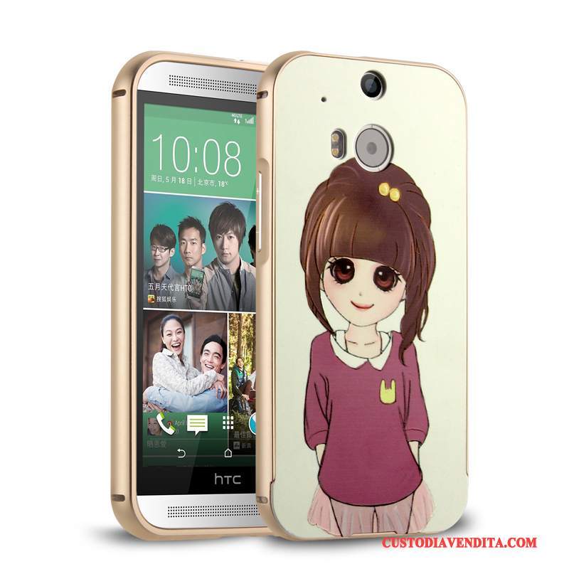 Custodia Htc One M8 Telefono Metallo, Cover Htc One M8 Rosa Telaio