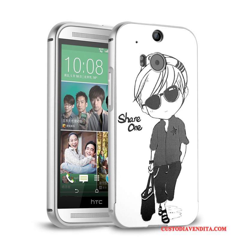 Custodia Htc One M8 Telefono Metallo, Cover Htc One M8 Rosa Telaio