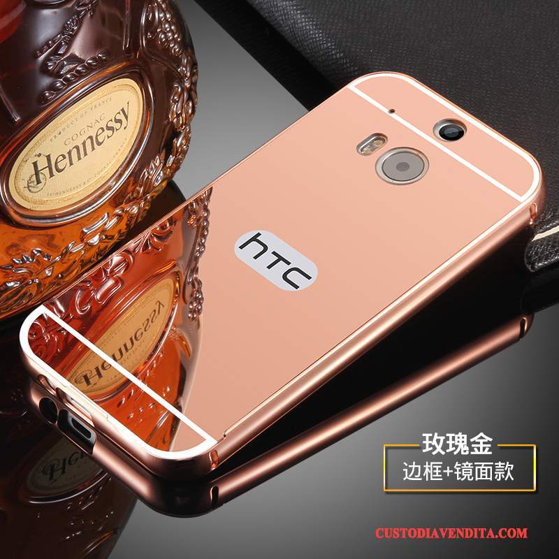 Custodia Htc One M8 Telefono Metallo, Cover Htc One M8 Rosa Telaio