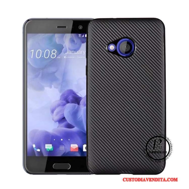 Custodia Htc U Play Silicone Fibra Grigio, Cover Htc U Play Protezione Morbido Modello