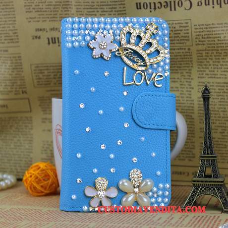 Custodia Huawei Ascend G6 Pelle Telefono Borse, Cover Huawei Ascend G6 Strass Oro