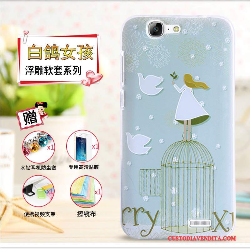 Custodia Huawei Ascend G7 Cartone Animato Telefono Morbido, Cover Huawei Ascend G7 Goffratura Giallo