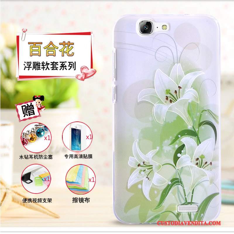 Custodia Huawei Ascend G7 Cartone Animato Telefono Morbido, Cover Huawei Ascend G7 Goffratura Giallo