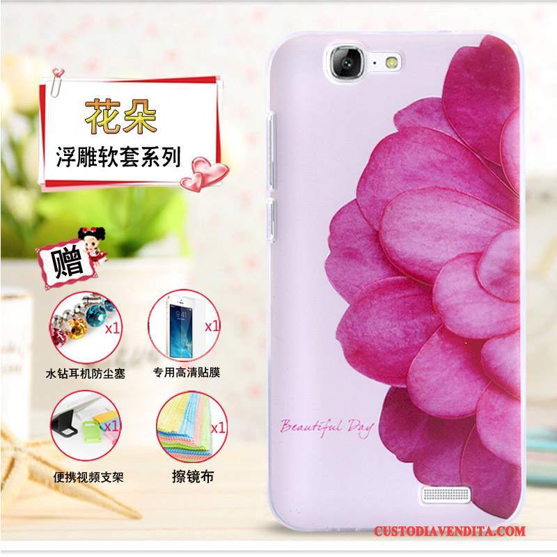 Custodia Huawei Ascend G7 Cartone Animato Telefono Morbido, Cover Huawei Ascend G7 Goffratura Giallo