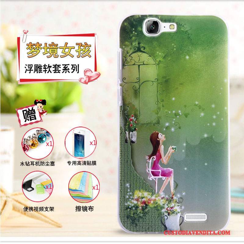 Custodia Huawei Ascend G7 Cartone Animato Telefono Morbido, Cover Huawei Ascend G7 Goffratura Giallo