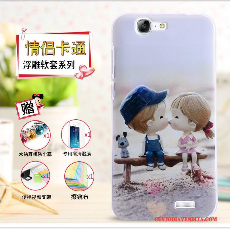 Custodia Huawei Ascend G7 Cartone Animato Telefono Morbido, Cover Huawei Ascend G7 Goffratura Giallo