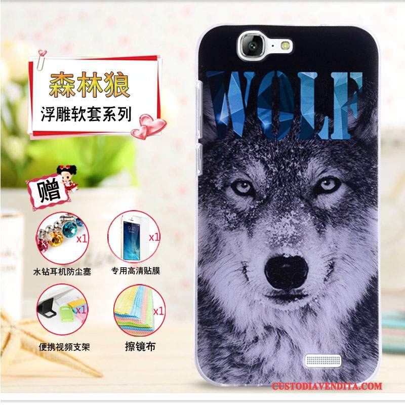 Custodia Huawei Ascend G7 Cartone Animato Telefono Morbido, Cover Huawei Ascend G7 Goffratura Giallo