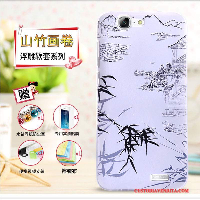 Custodia Huawei Ascend G7 Cartone Animato Telefono Morbido, Cover Huawei Ascend G7 Goffratura Giallo