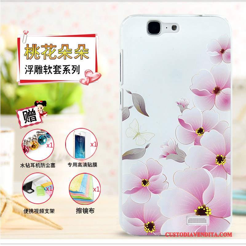 Custodia Huawei Ascend G7 Cartone Animato Telefono Morbido, Cover Huawei Ascend G7 Goffratura Giallo