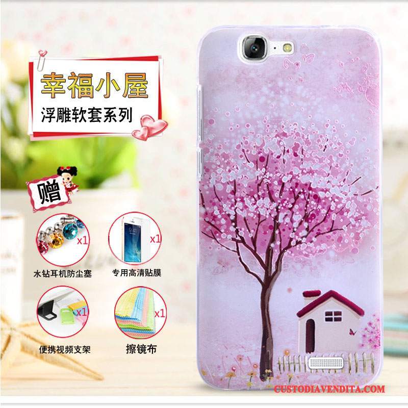 Custodia Huawei Ascend G7 Cartone Animato Telefono Morbido, Cover Huawei Ascend G7 Goffratura Giallo