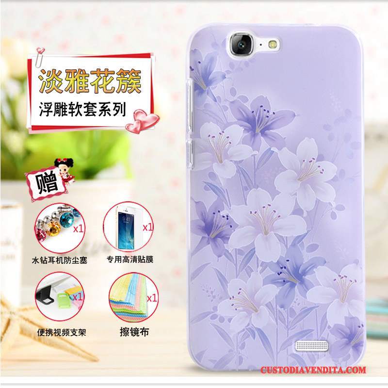 Custodia Huawei Ascend G7 Cartone Animato Telefono Morbido, Cover Huawei Ascend G7 Goffratura Giallo