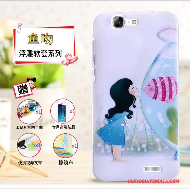 Custodia Huawei Ascend G7 Cartone Animato Telefono Morbido, Cover Huawei Ascend G7 Goffratura Giallo