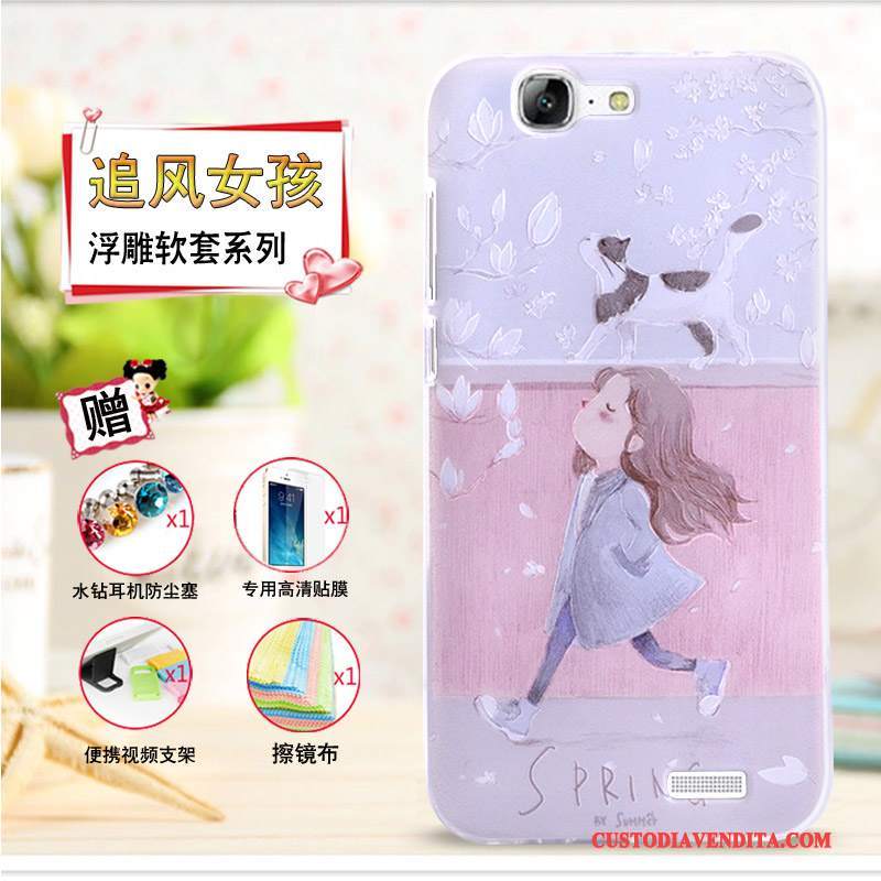 Custodia Huawei Ascend G7 Cartone Animato Telefono Morbido, Cover Huawei Ascend G7 Goffratura Giallo