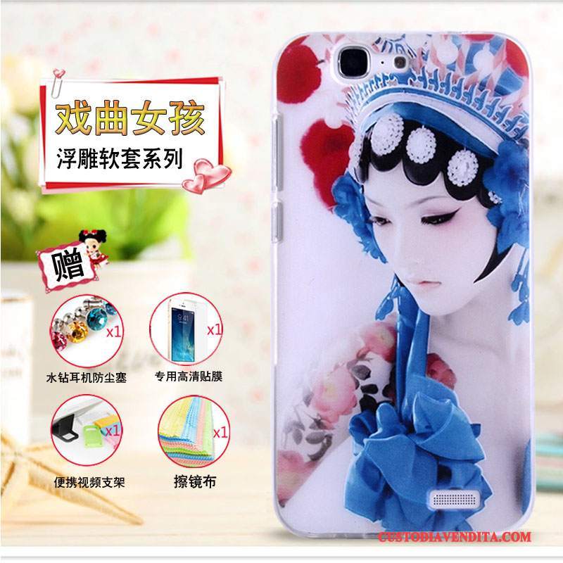 Custodia Huawei Ascend G7 Cartone Animato Telefono Morbido, Cover Huawei Ascend G7 Goffratura Giallo