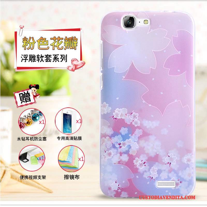 Custodia Huawei Ascend G7 Cartone Animato Telefono Morbido, Cover Huawei Ascend G7 Goffratura Giallo