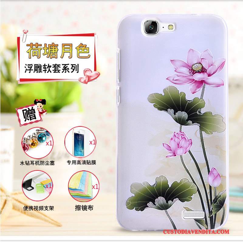 Custodia Huawei Ascend G7 Cartone Animato Telefono Morbido, Cover Huawei Ascend G7 Goffratura Giallo