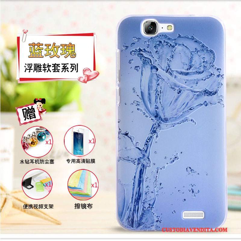 Custodia Huawei Ascend G7 Cartone Animato Telefono Morbido, Cover Huawei Ascend G7 Goffratura Giallo