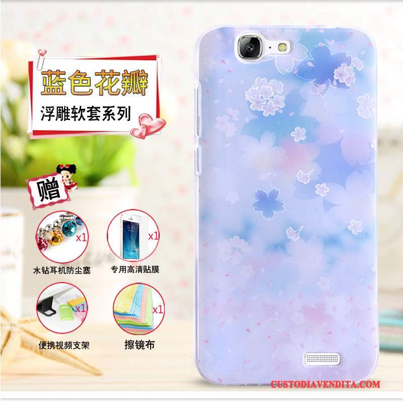 Custodia Huawei Ascend G7 Cartone Animato Telefono Morbido, Cover Huawei Ascend G7 Goffratura Giallo