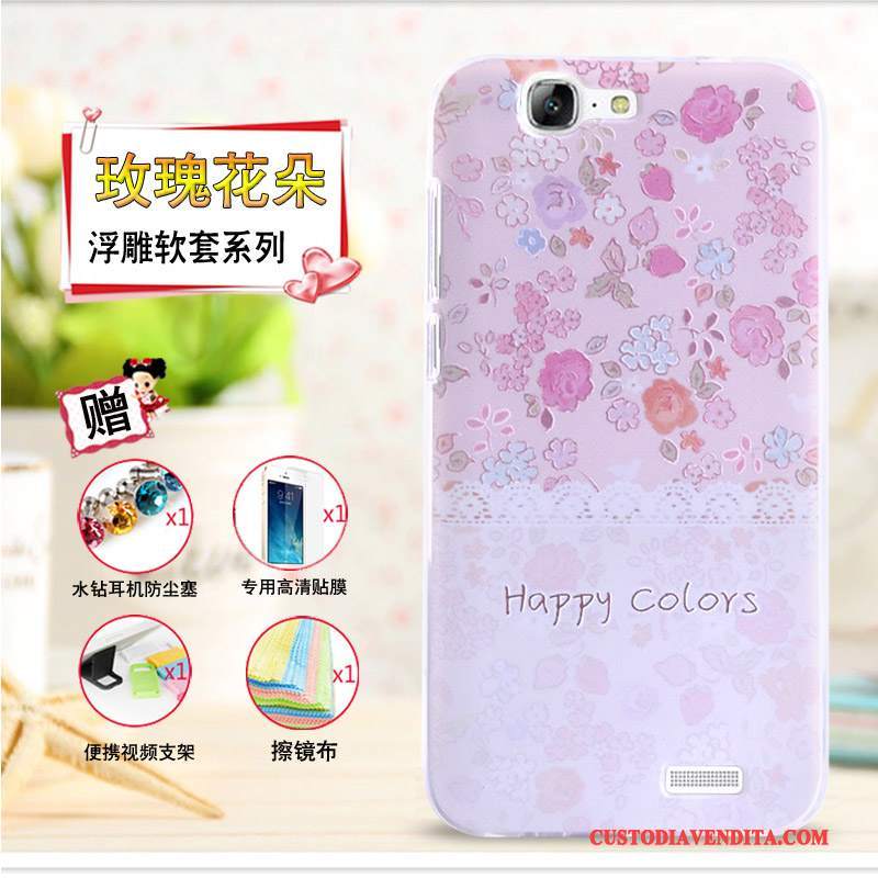 Custodia Huawei Ascend G7 Cartone Animato Telefono Morbido, Cover Huawei Ascend G7 Goffratura Giallo
