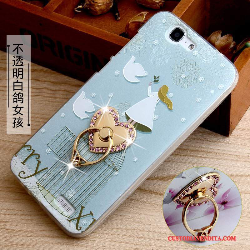 Custodia Huawei Ascend G7 Goffratura Rosa Supporto, Cover Huawei Ascend G7 Protezione Morbido Anti-caduta