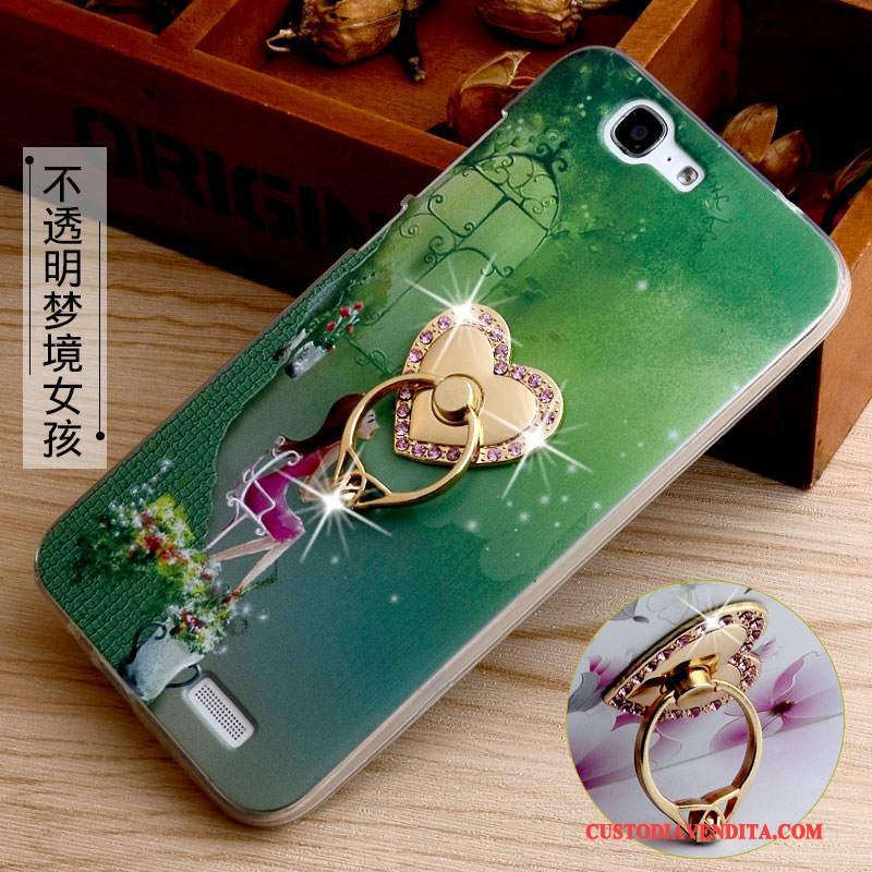 Custodia Huawei Ascend G7 Goffratura Rosa Supporto, Cover Huawei Ascend G7 Protezione Morbido Anti-caduta