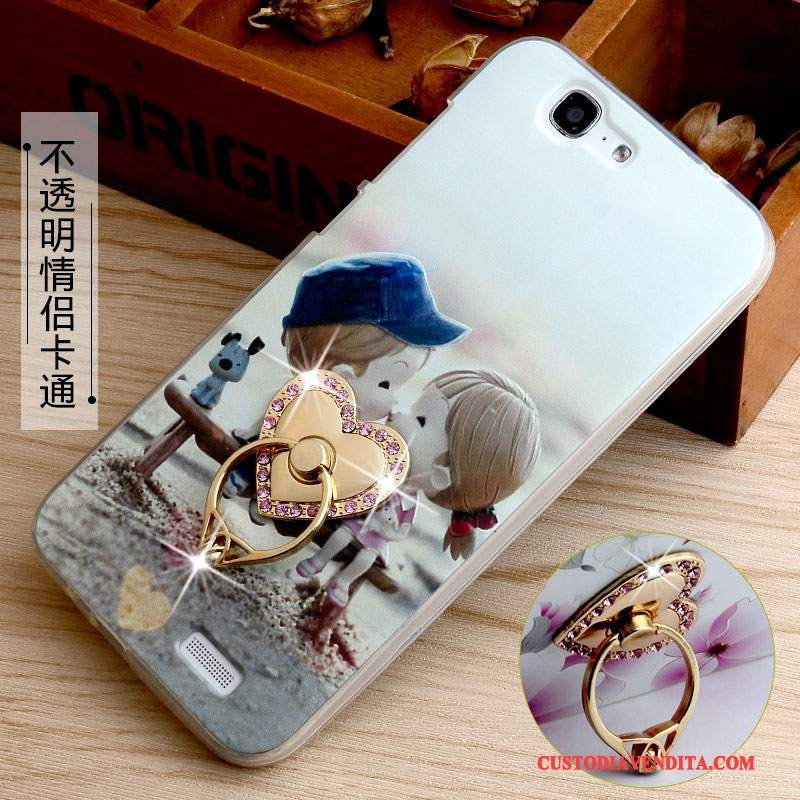 Custodia Huawei Ascend G7 Goffratura Rosa Supporto, Cover Huawei Ascend G7 Protezione Morbido Anti-caduta