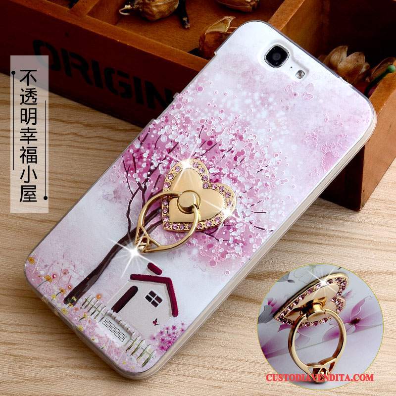 Custodia Huawei Ascend G7 Goffratura Rosa Supporto, Cover Huawei Ascend G7 Protezione Morbido Anti-caduta