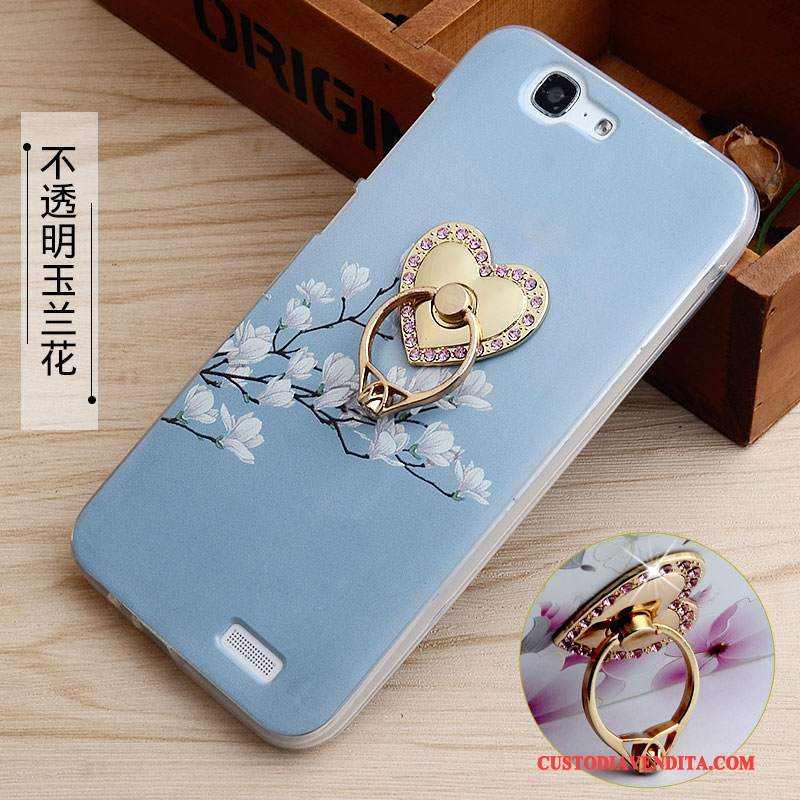 Custodia Huawei Ascend G7 Goffratura Rosa Supporto, Cover Huawei Ascend G7 Protezione Morbido Anti-caduta