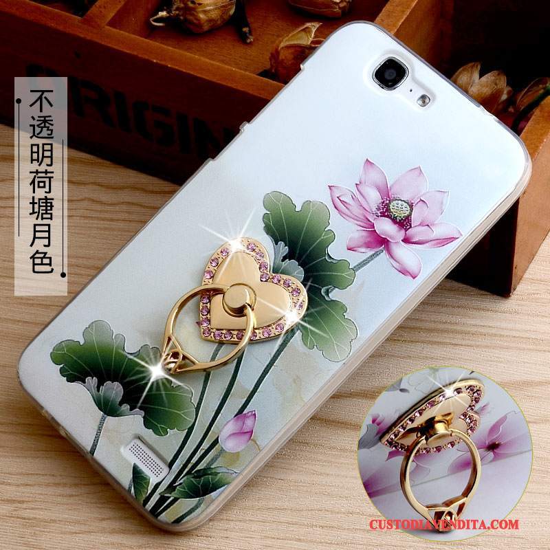 Custodia Huawei Ascend G7 Goffratura Rosa Supporto, Cover Huawei Ascend G7 Protezione Morbido Anti-caduta