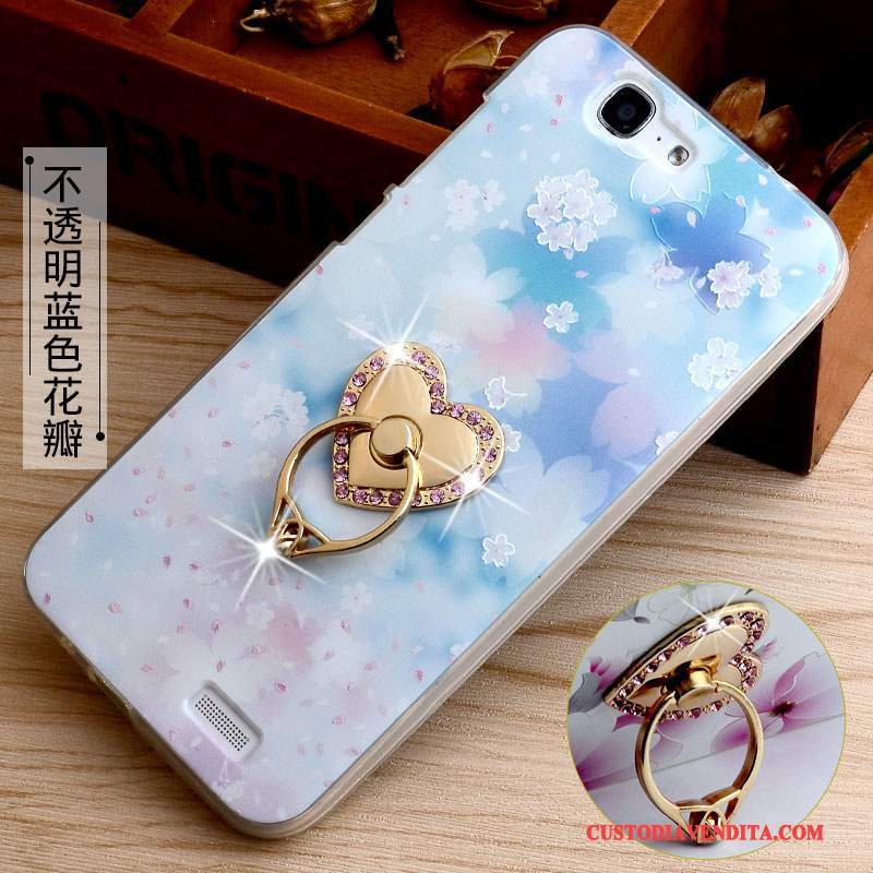 Custodia Huawei Ascend G7 Goffratura Rosa Supporto, Cover Huawei Ascend G7 Protezione Morbido Anti-caduta