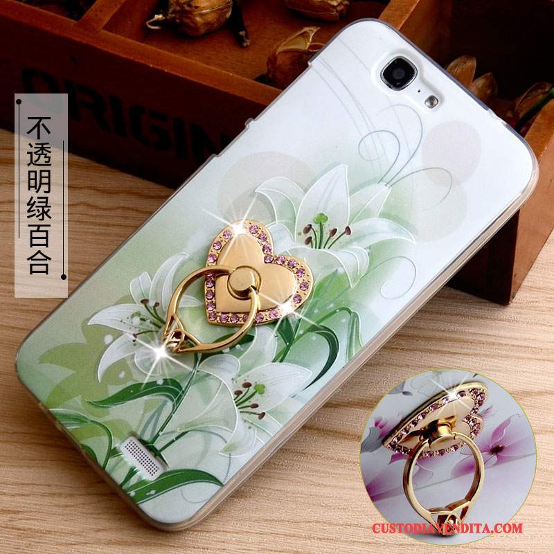 Custodia Huawei Ascend G7 Goffratura Rosa Supporto, Cover Huawei Ascend G7 Protezione Morbido Anti-caduta