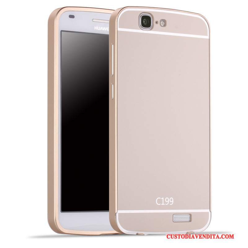 Custodia Huawei Ascend G7 Protezione Argento Coperchio Posteriore, Cover Huawei Ascend G7 Metallo Telaio
