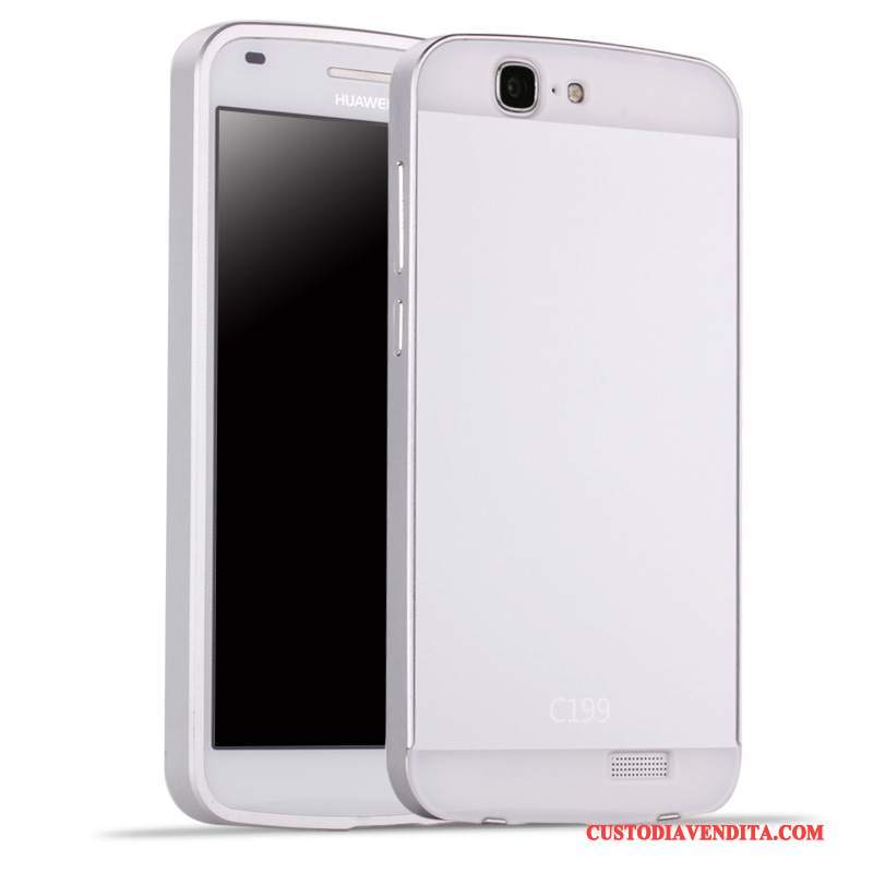 Custodia Huawei Ascend G7 Protezione Argento Coperchio Posteriore, Cover Huawei Ascend G7 Metallo Telaio