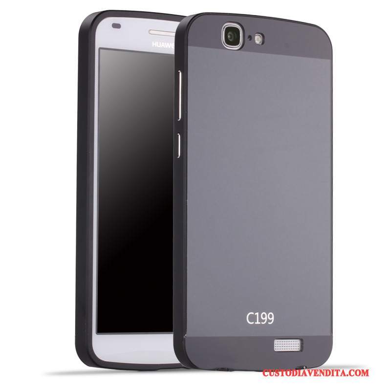 Custodia Huawei Ascend G7 Protezione Argento Coperchio Posteriore, Cover Huawei Ascend G7 Metallo Telaio