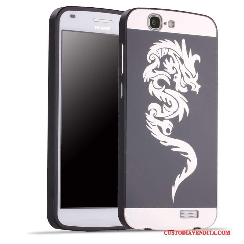Custodia Huawei Ascend G7 Protezione Argento Coperchio Posteriore, Cover Huawei Ascend G7 Metallo Telaio