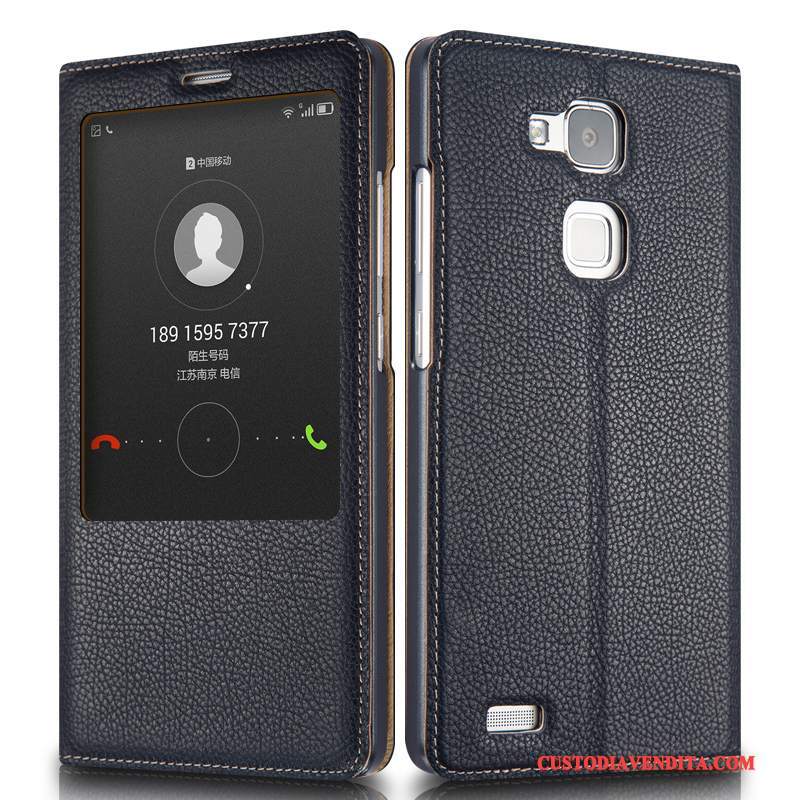 Custodia Huawei Ascend Mate 7 Pelle Affari Rosso, Cover Huawei Ascend Mate 7 Folio Telefono Anti-caduta