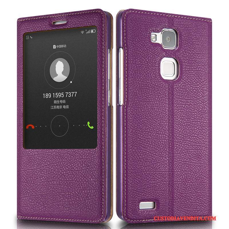 Custodia Huawei Ascend Mate 7 Pelle Affari Rosso, Cover Huawei Ascend Mate 7 Folio Telefono Anti-caduta